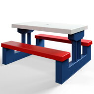Dječji set za sjedenje sa suncobranom JASMIN, 67x78,5x42,5 cm, plava/bijela/crvena