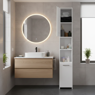 Visoki kupaonski ormarić SILKE, 180×30×30cm, bijeli