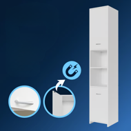 Visoki kupaonski ormarić SILKE, 180×30×30cm, bijeli