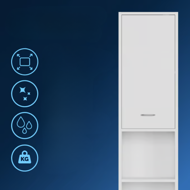 Visoki kupaonski ormarić SILKE, 180×30×30cm, bijeli