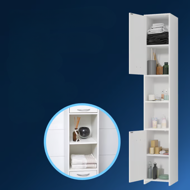 Visoki kupaonski ormarić SILKE, 180×30×30cm, bijeli