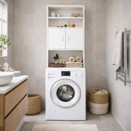 Vysoká skrinka nad práčku SILKE, 185x63x20cm, biela