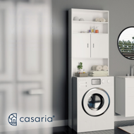 Vysoká skrinka nad práčku SILKE, 185x63x20cm, biela