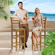 Barske stolice OSLO s naslonom, 2 kom, 40x36x110 cm, prirodna smeđa