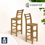 Barske stolice OSLO s naslonom, 2 kom, 40x36x110 cm, prirodna smeđa