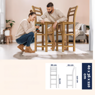 Barske stolice OSLO s naslonom, 2 kom, 40x36x110 cm, prirodna smeđa