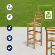 Barske stolice OSLO s naslonom, 2 kom, 40x36x110 cm, prirodna smeđa