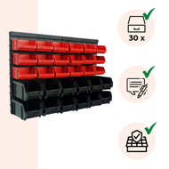 Viseći organizator za radionicu ORDER, 30 kutija, 64x2x38 cm, crvena/crna