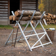 Stalak za piljenje drva ALBERT, 83x81x88 cm, srebrni