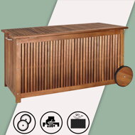 Drvena kutija za pohranu ACACIA s kotačima, 117x52x58,5 cm, prirodna smeđa