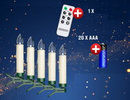 Svijeće za božićno drvce CANDLE, 20 kom, 10,5 cm, višebojne