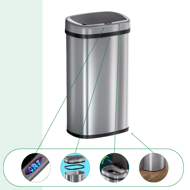 Senzorska kanta za otpad DEUS, 58 l, srebrna