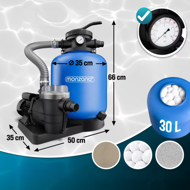 Pješčana filtracija za bazen AQUA s predfilterom, 13 200 l/h, plava