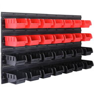 Viseći organizator za radionice ORDERBOX s 28 kutija i držačima za alat, 64x2x38cm, crvena/crna