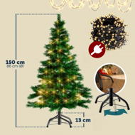 Umjetno božićno drvce RUDOLPH s lampicama, 150 cm, zeleno