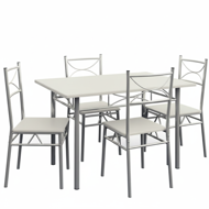 Blagovaonska garnitura PAUL, 5-dijelna, baršunasta bijela