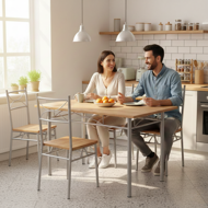 Blagovaonska garnitura PAUL, 5-dijelna, prirodna smeđa