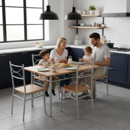 Blagovaonska garnitura PAUL, 5-dijelna, prirodna smeđa