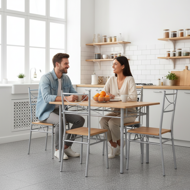 Blagovaonska garnitura PAUL, 5-dijelna, prirodna smeđa