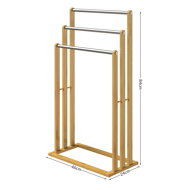 Bambuski stalak za ručnike RUBBY s metalnim šipkama, 46x24x84 cm, smeđa/srebrna