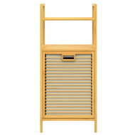 Bambuski regal s košarom za rublje DORIS, 40x30x95 cm, smeđa/krem