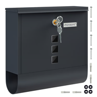 Poštanski sandučić s tubom za novine POST, 30,5x10x33,5cm, antracit