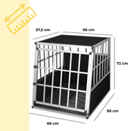 Transportni boks za pse BRUNO, 66x90x72 cm, srebrna/crna