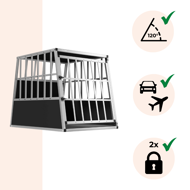 Transportni boks za pse BRUNO, 66x90x72 cm, srebrna/crna