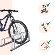Stalak za 3 bicikla BIKE, 84x32x27 cm, srebrni