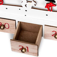 Drveni adventski kalendar SANTA CLAUS s rasvjetom, 35x6x27 cm, bijela/smeđa