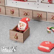 Drveni adventski kalendar SANTA CLAUS s rasvjetom, 35x6x27 cm, bijela/smeđa