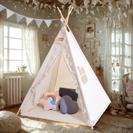 Dječji šator teepee JULIUS, 120x120x160 cm, bijela/siva