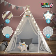 Dječji šator teepee JULIUS, 120x120x160 cm, bijela/siva