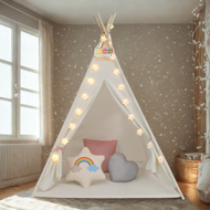 Dječji teepee šator JULIA, 120x120x160 cm, bež/ružičasta