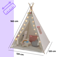 Dječji teepee šator JULIA, 120x120x160 cm, bež/ružičasta