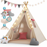 Dječji teepee šator JULIA, 120x120x160 cm, bež/ružičasta