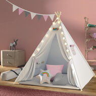 Dječji teepee šator JULIA, 120x120x160 cm, bež/ružičasta