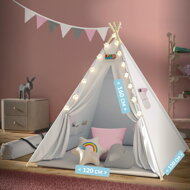 Dječji teepee šator JULIA, 120x120x160 cm, bež/ružičasta