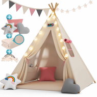 Dječji teepee šator JULIA, 120x120x160 cm, bež/ružičasta