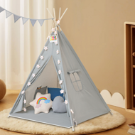 Dječji šator teepee JULIUS, 120x120x160 cm, siva/plava