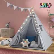 Dječji šator teepee JULIUS, 120x120x160 cm, siva/plava