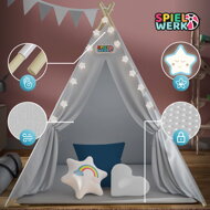 Dječji šator teepee JULIUS, 120x120x160 cm, siva/plava