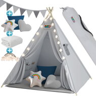 Dječji šator teepee JULIUS, 120x120x160 cm, siva/plava