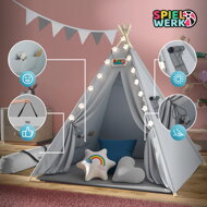 Dječji šator teepee JULIUS, 120x120x160 cm, siva/plava