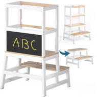 Toranj za učenje PLAY borovina, 93x56x49 cm, bijeli/prirodnosmeđi