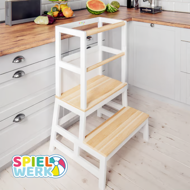 Toranj za učenje PLAY borovina, 93x56x49 cm, bijeli/prirodnosmeđi