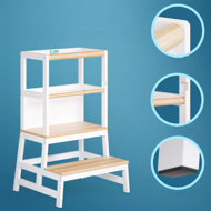 Toranj za učenje PLAY borovina, 93x56x49 cm, bijeli/prirodnosmeđi