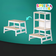 Toranj za učenje PLAY borovina, 93x56x49 cm, bijeli/prirodnosmeđi