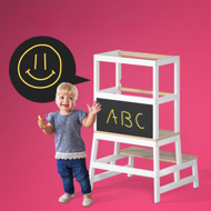 Toranj za učenje PLAY borovina, 93x56x49 cm, bijeli/prirodnosmeđi