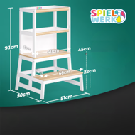 Toranj za učenje PLAY borovina, 93x56x49 cm, bijeli/prirodnosmeđi